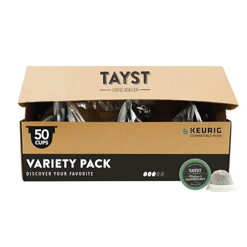 Tayst Coffee Pods, Variety Pack Assortment, K Cups Compatible with Keurig Coffee Maker, Sustainable Single Serve, Pack of 50