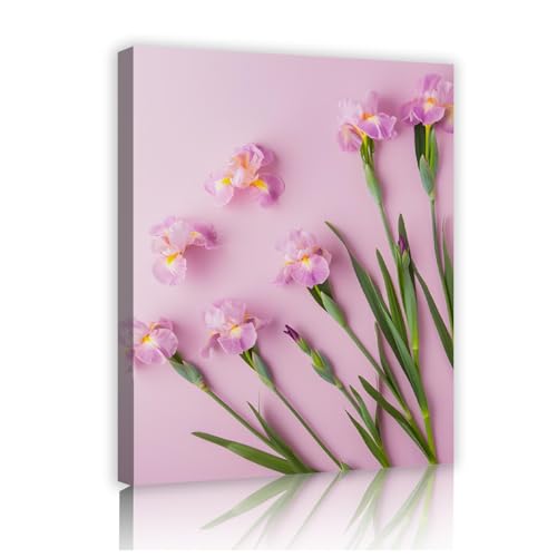 Toile Art Mural Iris Rose Cadre Intérieur pour Moderniser Facilement un Salon au Mur Blanc Vide
