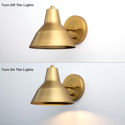 Image of Yosoan Set of 2 Antique Vanity Wall Sconce with Dimming On Off Switch | Hardwired Indoor Vintage Fixture with 6.89 inch Bowl Metal Shade Reading Bedroom Bunk