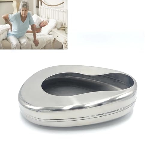 ZJchao Bedpan, Stainless Steel Bed Pans Resistant Ergonomic Portable Bed Pans for Adults Elderly Elderly Bed Pan Bedridden Bedpan Large Bed Pan Hospital Home Bed Pan Emergency Device