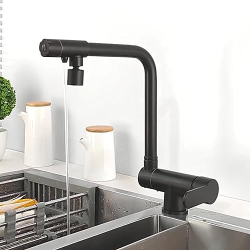 Robinet de cuisine flexible 3 voies pliable noir pour filtre a eau B