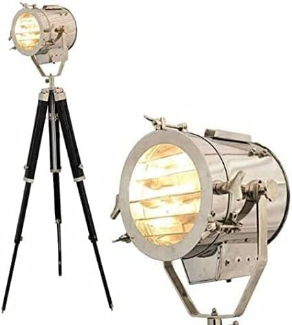 Vintage Nautical Searchlight Marine Spotlight Copper Tripod Floor Lamp Décor, As Show in Picture