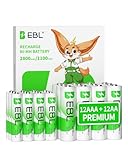 EBL 24 Sets Rechargeable Batteries (AA 2800mAh 12 Counts and AAA 1100mAh 12 Counts)