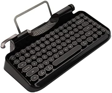 Andana Rymek Typewriter Style Mechanical Wired & Wireless Keyboard with Tablet Stand, Bluetooth Connection (Black)