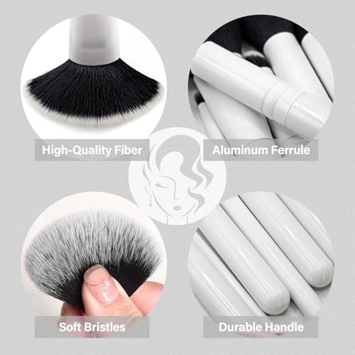 Image of Makeup Brushes Set, Mlemle Professional 25 Pcs Makeup Kit, Include Foundation Powder Blush Concealers Eye shadows 21 Pcs Makeup Brushes and 2 Powder Puff, 2 Makeup Sponge(B01-white)