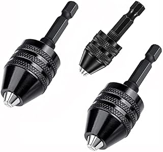 RZJZGZ 3 Pcs Keyless Drill Chuck Bit 1/4 Inch Hex Shank Keyless Drill Chuck Conversion Tool,0.3-6.5 mm&0.3-3.6 mm&0.8-8mm Quick Screwdriver Drill Adapter for Micro Drill Bit