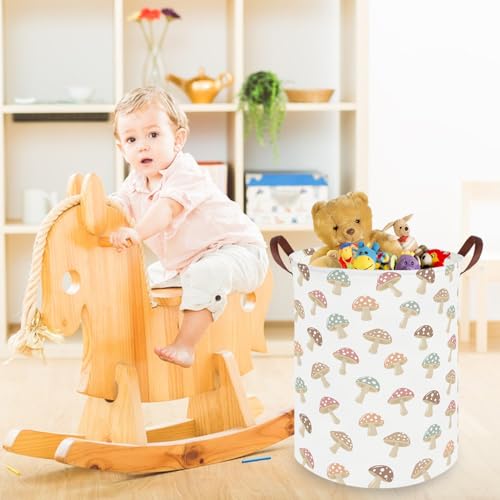 Image of Mushroom hamper,Laundry Basket,Collapsible Canvas Waterproof Storage Bin,Nursery Hamper,Gift Baskets,baby Laundry Hampers,Room Decor(Mushroom)