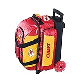 Strikeforce Bowling NFL Kansas City Chiefs Two Ball Bowling Roller Bag with Ball, Shoe and Accessory Pockets