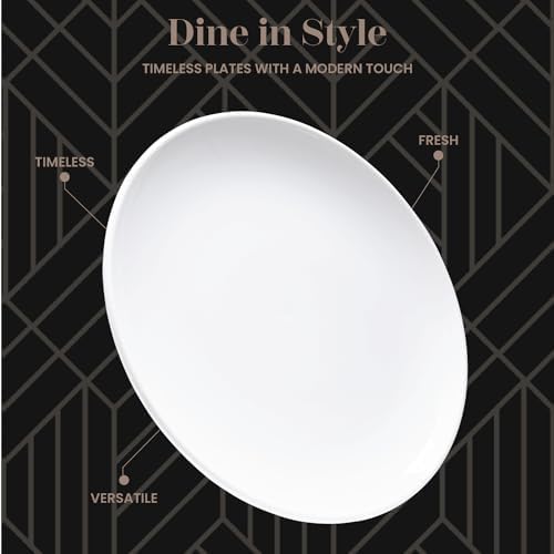 Vikko Dinner Plate, Set of 4 White Plates, Ceramic Dinner Plates Set, Stackable 11 Inch Extra Large Dinner Plates for Every Day and Special Occasion, Restaurant Style, Dishwasher Safe, Microwave Safe - Image 2