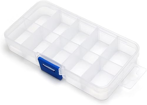 Heyiarbeit Caja de almacenamiento de componentes PP 5.118x2.756x0.866 in Organizador de plástico Contenedor ajustable 10 rejillas extraíbles Cajas