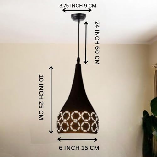 Image of GreyWings Black Aluminium Hanging Light for Home | Designer Pendant Light with E27 Holder | Modern Ceiling Hanging Lamp for (Bulb is not Included) Small Pack of 3