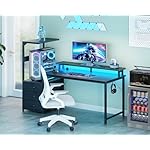 Casaottima 52 Inch Gaming Desk with USB Charging Ports & LED Light - Reversible Computer Desk with 3 Fabric Drawers, Monitor Stand, CPU Stand, and Side Hook, Modern Office Desk, Black - Image 4