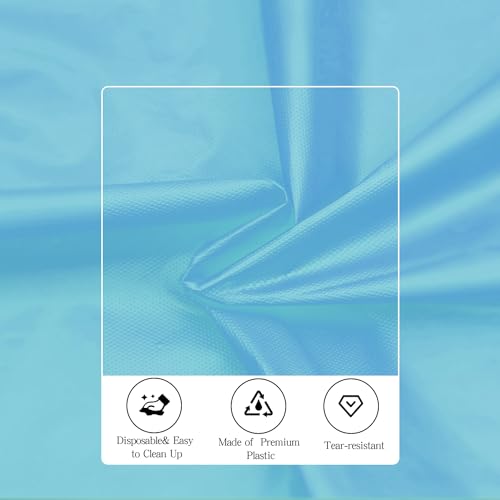 Image of tujol Light Blue 6 Pack Plastic Table Cloth 84 inch, Disposable Round Tablecloth Table Cover, Plastic Tablecloths for Parties