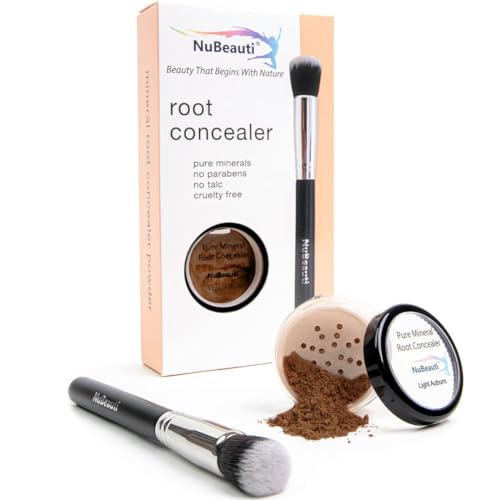 NuBeauti Hair Root Touch Up Powder - Light Auburn - 11 True-to-Nature Root Concealer Shades - Long-lasting, Fragrance Free, Talc & Paraben Free - With Brush