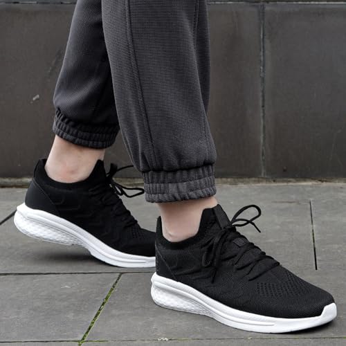 Pujcs Men Sneakers Lightweight Running Shoes for Men Slip on Walking Shoes Black White 6
