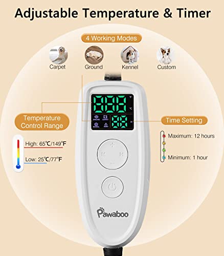 Pawaboo Pet Heating Pad, Heated Pet Bed For Dog Cat, Outdoor Electric Cat Heating Pad With Steel-Wrapped Cord, Indoor Dog Heated Blanket Cat Warming Mat With Timer & Adjustable Temperature, Brown - S #TOP1