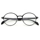 PenSee Oval Round Circle Eye Glasses Large Oversized Metal Frame Clear Lens