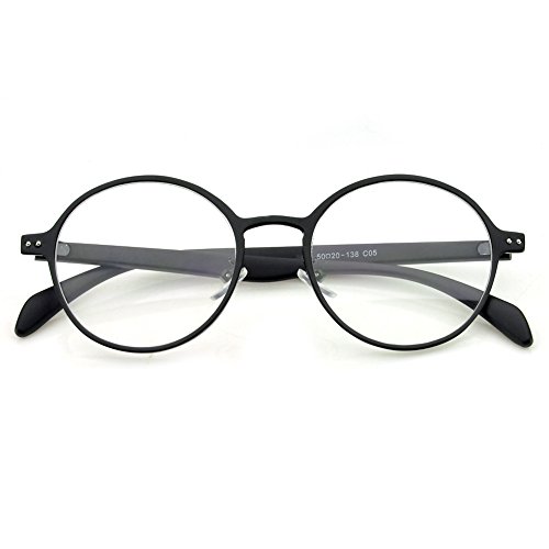 PenSee Oval Round Circle Eye Glasses Large Oversized Metal Frame Clear Lens