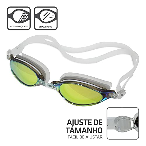 Óculos de Natação Whale LZ Muvin – Antiembaçante – Proteção UV – Lentes Espelhadas – Acompanha Três