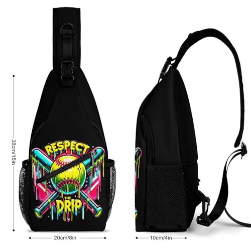 Softball Respect Drip Home Plate Dripping Game Day Sling Bag Crossbody Travel Hiking Chest Multipurpose Travel Daypack for Women Men2