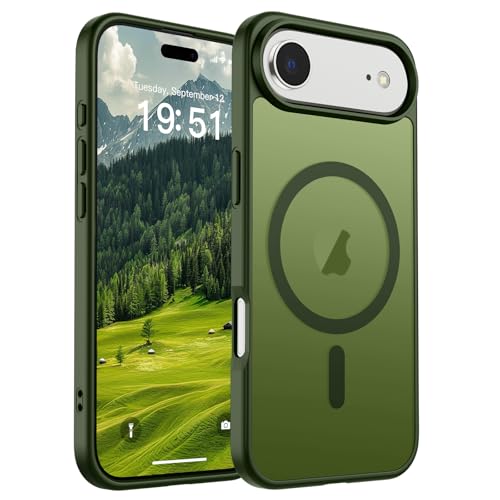 Image of SUPFINE Magnetic for iPhone Air Case (Compatible with MagSafe)(Military Grade Drop Protection) Slim Translucent Matte Shockproof with Anti-Fingerprint Phone Cover for 17 Air,Cangling Green