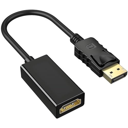 4K DisplayPort to HDMI Adapter- DP Male to HDMI Female Cable-Gold Plated Display Port to HDMI Monitor Converter -DP to HDMI Connector Compatible with Computer, Desktop, Laptop, PC, Projector