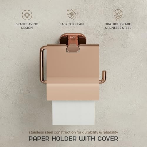 Image of LAPO Tissue Paper Roll Holder for Bathroom Accessories, 304 Stainless Steel Toilet Paper Holder for Bathroom, Wall Mounted Toilet Tissue Holder, PVD Rose Gold Finish, 25 Years Warranty - KIK