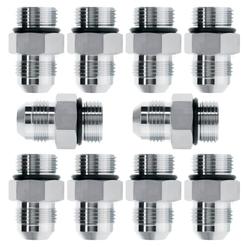 Image of Straight Hydraulic Hose Adapter Fittings, 6400-08-08 1 /2 inch Male JIC (3 /4 inch-16 thread) x 1 /2 inch Male ORB (3 /4 inch-16 thread thread) Connectors x 10 pack