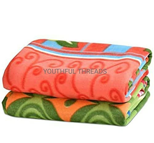 Handloomentic All Season Multipurpose Polar Fleece Single Bed Printed Assorted Multicolor Light Weight Blanket - 90 x 60 inch Pack of 2