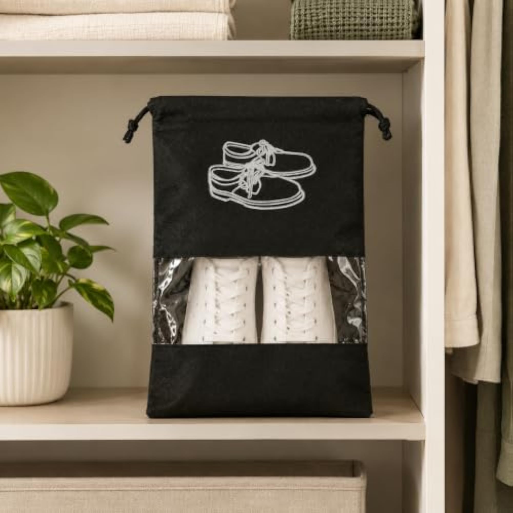 10 Pack Travel Shoe Bags with Clear Window