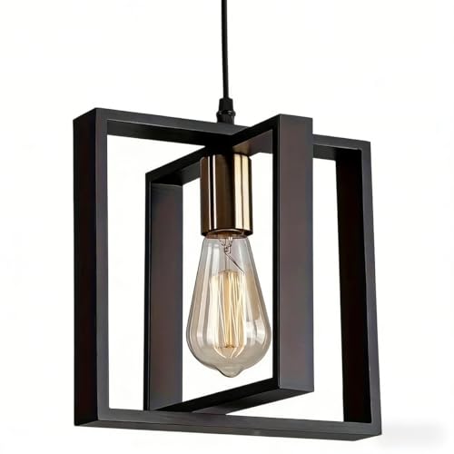 Éclairage d'îlot de cuisine 23,6 pouces et lustre rectangle en bois noir E26
