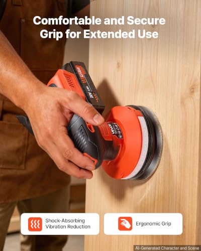 Image of VEVOR 5-Inch Cordless Random Orbital Sander 300W Brushless Orbital Sander