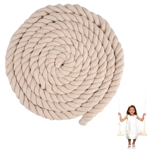 Cordoncino di Cotone 20 mm, Macrame Cord Cordoncino Cotone 4 M, 3 Capi Intrecciata, Frei Zugeschnitten Werden, per Decorazioni, Fai Da Te, Artigianato, Giardinaggio, Confezioni Regalo (Beige)