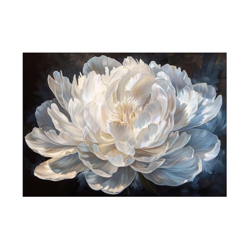 Impression d'art floral blanc moderne sur toile non tissée, tableau décoration murale salon 80x120