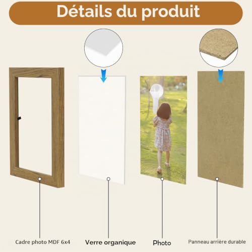 Dianfen 2 Cadres pour photos 10x15 cm, Cadres photo vintage en MDF – vue 3