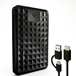 ModusTech Facet 1TB Disque dur externe Portable USB-C/USB 3.1 — Jusqu'à 2TB Mince HDD pour les sauvegardes, Gaming, PC, Mac, ordinateur portable, PS4, PS5, Xbox, Smart TV noir
