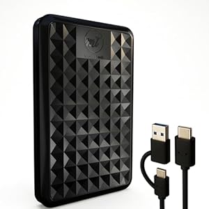 ModusTech 500GB Externe Festplatte – Tragbare USB 3.0/Typ-C Hochgeschwindigkeits-HDD – Kompatibel mit Windows, Mac, Laptop, PC, Desktop, PS4/5, Xbox (Schwarz)