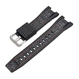 Compatible con Casio G-Steel GST-B100 GST-W300 GST-W110 GST-S110 Correa de reloj de goma cóncava impermeable deportiva de repuesto for hombre(Black orange line)