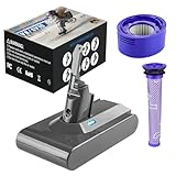21.6V V8 Replacement for Dyson V8 Battery 6000mAh, SV10 Cordless Handheld Vacuum, for V 8 Animal Motorhead Carbon Fiber Fluffy Series for Dyson V8 Absolute Battery with 2 Filters