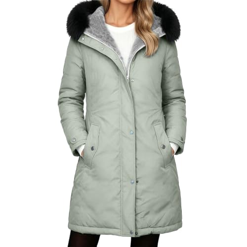 Long Puffer Coat Women Sherpa Lined Quilted Jacket with Fur Hood Winter - image 2