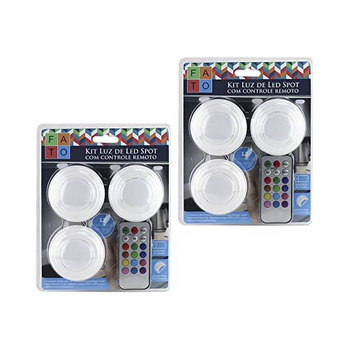 Kit 6 Lâmpadas Led Spot Luminária Sem Fio Com Controle Remoto - FATO