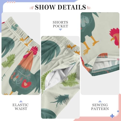 ZZXXB Cock Spruce Branches Boys Long Pants Soft Trousers Elastic Waist Kids Lounge Bottoms with Pockets S-XL4