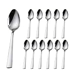 dearithe Tea Spoon 12pcs, stainless stainless 18/0 teaspoons, 6.29 Inches Dessert Spoons, Silver,