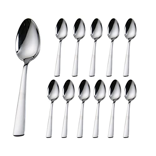 Dearithe Tea Spoon 12Pcs, Stainless Stainless 18/0 Teaspoons, 6.29 Inches Dessert Spoons, Silver, #TOP6
