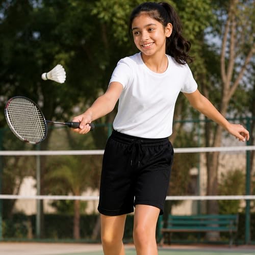 Image of RISH Kids Dri-Fit Sports Shorts for Boys & Girls | Breathable Polyester Activewear Shorts with Elasticated Waist, Drawstring & 2 Side Pockets | Solid Colours | Single and Multi Packs