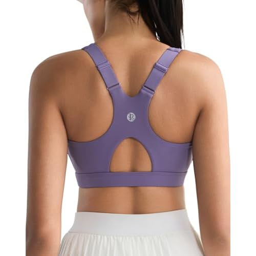 RUNNING GIRL High Impact Sports Bras for Women High Support Molded Cups, Adjustable Straps Sports Bra with Sewn in Pads Purple Large