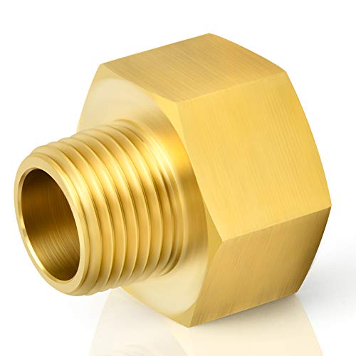 Quirkmyn Brass Pipe Fitting, 1/2 Inch Male Pipe X Female Pipe Fitting