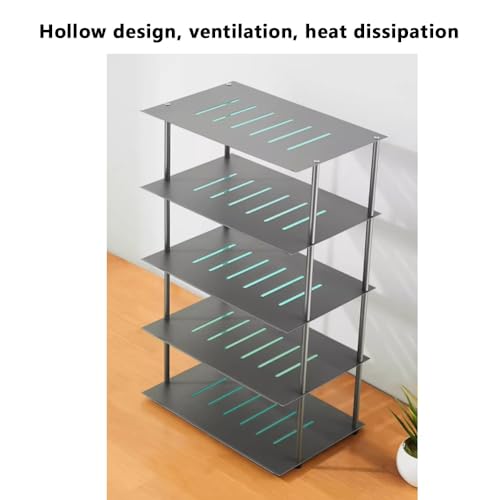 IMUNKT Mueble Proyector De Mesa, Mueble Equipo HiFi Estante De Audio, Soporte Enrutador, 2 Niveles Soporte Multimedia, Aluminio, Tocadiscos/Consola De Juegos(Grey,33x22.5x53.5cm) - imagen 4