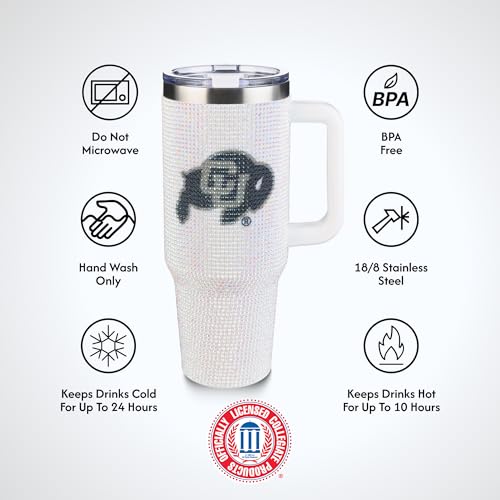Image of The Memory Company Officially Licensed 40oz White Bling Game Day Tumbler, University of Colorado, Boulder