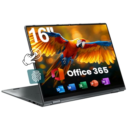 jumper Laptop 16 Zoll, IPS FHD Touchscreen Laptops, 16GB RAM 640GB Storage, Fingerabdruckleser, Quad-Core CPU Notebook, 1 Jahr Office 365, QWERTZ Tastatur mit Hintergrundbeleuchtung, WiFi 6